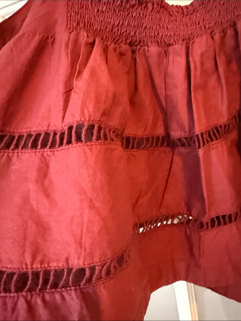 Free People Deep Brick Tiered Lace-Trim Camisole NWOT - Picture 8 of 11